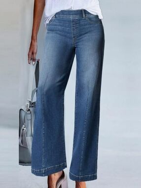 Wide Leg Blue Denim Jeans for Women